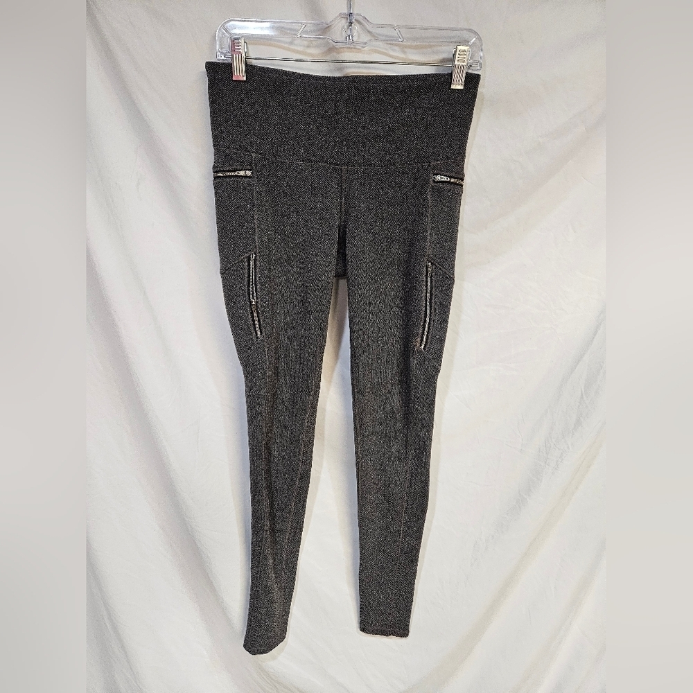 Athleta Sly Drifter 243161 Herringbone Leggings Zip Pockets Womens MT